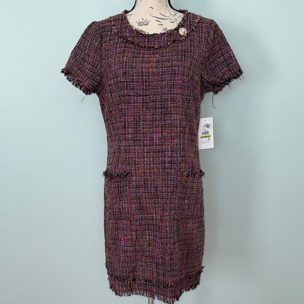 Chic Multicolor Tweed Dress